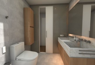 Vidrio laminado de seguridad en puerta corredera encastrada